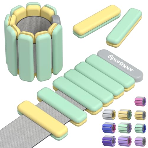 Sportneer Tragbare Gewichtsmanschetten Handgelenkgewichte Set 2er-Set (Jeweils 0,5 kg & 1 kg) für Damen und Herren für Yoga, Tanz, Barre, Pilates, Cardio, Aerobic, Walking