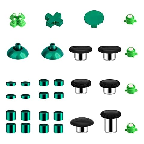 31 in 1 Magnetic Metal Joystick Bullet Buttons Replacement Kits for PS5/PS4 Controller(Green) Cover