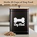 Dog Food Container Airtight 5-7 lb (25 Cup) Capacity - Cute Airtight Dog Food Storage Container with Bamboo Lid & Sturdy Metal Handle - Black Metal Kibble Storage Bin for Dogs up to 50 lbs - Pet Jar