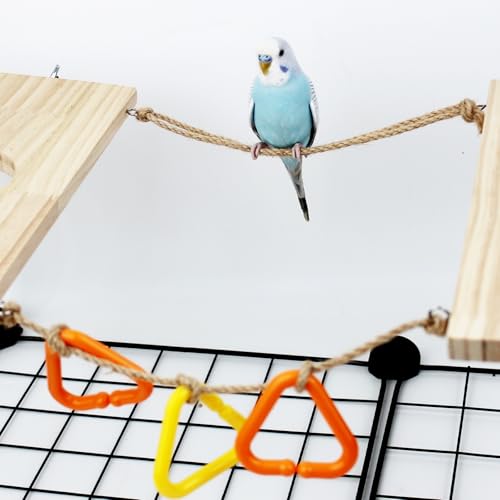 Image of FlidRunest 2 Pack Bird Perch Bird Feeding Cup Parrot Wood Perch Stand Toy Bird Cage Accessory for Parakeet Lovebird Conure Budgie Canary Finch Small Parrots 11.8x5.1 Inches