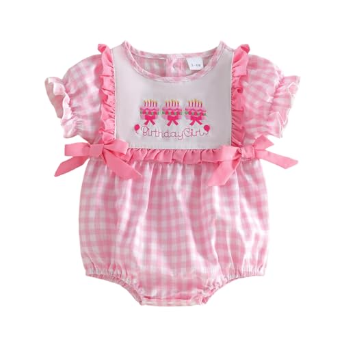 Image of mlpeerw Baby Girl First Birthday Outfit Silly Goose Smocked Bubble Romper Birthday Girl Cute Summer Cake Smash Outfit