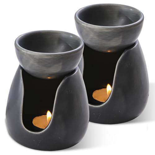 GOMETY Juego de 2 lámparas aromáticas para aceites esenciales, lámpara aromática de cerámica, portavelas, quemador de cera de cera para aromaterapia, decoración del hogar, Halloween, Navidad