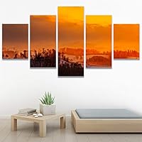 SIGNWIN 5 Panel Canvas Wall Art Setting in The Trees for Home Decorations Ready to Hang - 60
