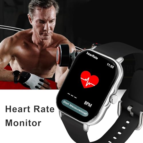 Image of H06 Bluetooth Smartwatch for Men & Women | Fitness & Health Tracker with Heart Rate, Blood Oxygen & Sleep Monitor (Grey) (Black)