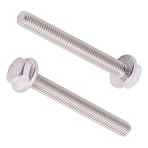 Image of M8-1.25 x 50mm (8 pcs) Flanged Hex Bolts, 304 Stainless Steel 18 /8, Large Washer Head Automotive Screws for Car Parts & Machinery Replacement