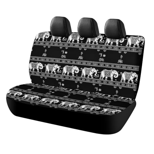 Housse de siège arrière camion et VUS élastique motif éléphant noir et blanc