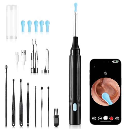 Wireless Ear Wax Removal Tool with 1080P HD Camera, Ear Wax Cleaner 6 LED Lights, Type-C Charging, with Silicone Ear Spoons