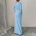 bawilom Womens Bodycon Maxi Dress Fall Fashion One Shoulder Long Sleeve Tight Fitted Wedding Guest Party Club Ruched Dresses Light Blue