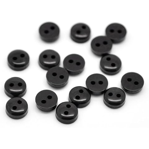 200 x Plain Black Round 2 Hole 6mm Sewing Buttons. for Cardmaking, Scrapbooking, Clothes Knitting Cover