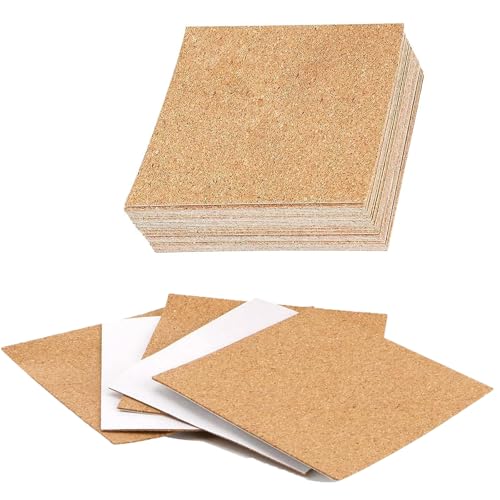 30pcs Feuilles Liège Adhésif Tuiles Tableau 4x4 Pouces