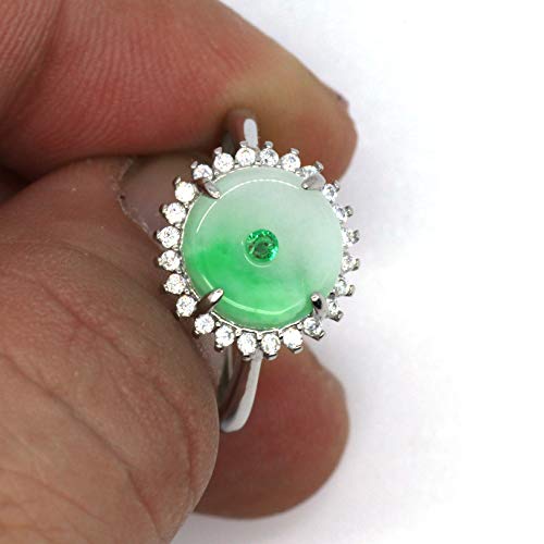 Image of Type A Certified Natural Jadeite Jade 925 silver Inlay Ring Series