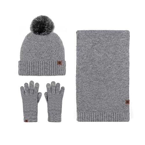 Ensemble gants bonnet écharpe hiver homme et femme tricot thermique 3 en 1 - 3
