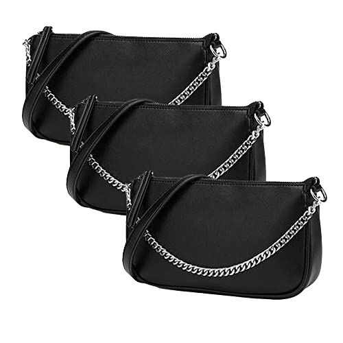 Sac besace formel à fermeture éclair femme avec sangle à bandoulière noire 3pcs