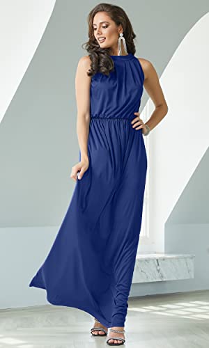 Image of KOH KOH Womens Long Sleeveless Halter Bridesmaid Wedding Guest Maxi Dress
