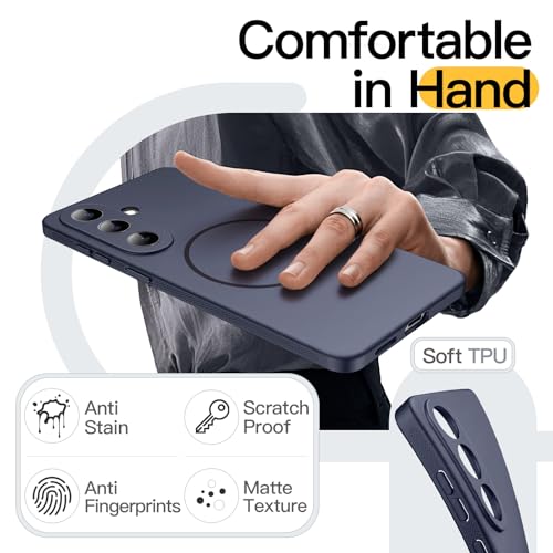 Image of JETech Slim Cover Case for Samsung Galaxy S26 Plus, Compatible with MagSafe, Anti-Slip Grip & Full Camera Lens Protection, Soft TPU Protective Phone Cover, Shockproof (Deep Blue)