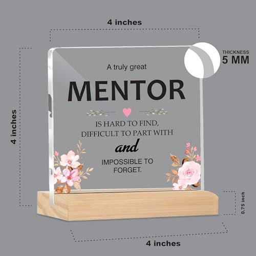 Image of Giftplease Mentor Plaque with Wooden Stand Personalized Gift for Mentor, Coach, Teacher, Appreciation Keepsake, Clear Desk Decor, Inspirational Thank You Gift, Office Table Display MP 69