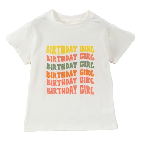 Summer Kids Toddler Baby Girl Birthday Shirt Short Sleeve Birthday Girl Letters Print T-Shirt Tops for Girls 1-5 Years (US, Age, 2 Years, 3 Years, White Girl) Cover