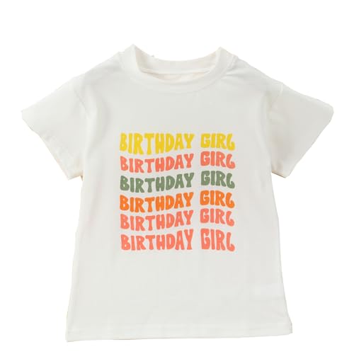 Summer Kids Toddler Baby Girl Birthday Shirt Short Sleeve Birthday Girl Letters Print T-Shirt Tops for Girls 1-5 Years