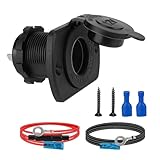 Cigarette Lighter Socket, 12V Car Cigarette Lighter, RV Lighter Socket Power Outlet Socket Replacement with Mounting Plate Wiring Harness Waterproof for Motorcycle, Automotive, Truck, RV, Boat