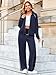 Glamaker Womens 2 Piece Sweat Suits Casual Comfy Long Sleeve Zip Up Wide Leg Pants Travel Sets Tracksuit Fashion Fall Outfits Navy Blue S