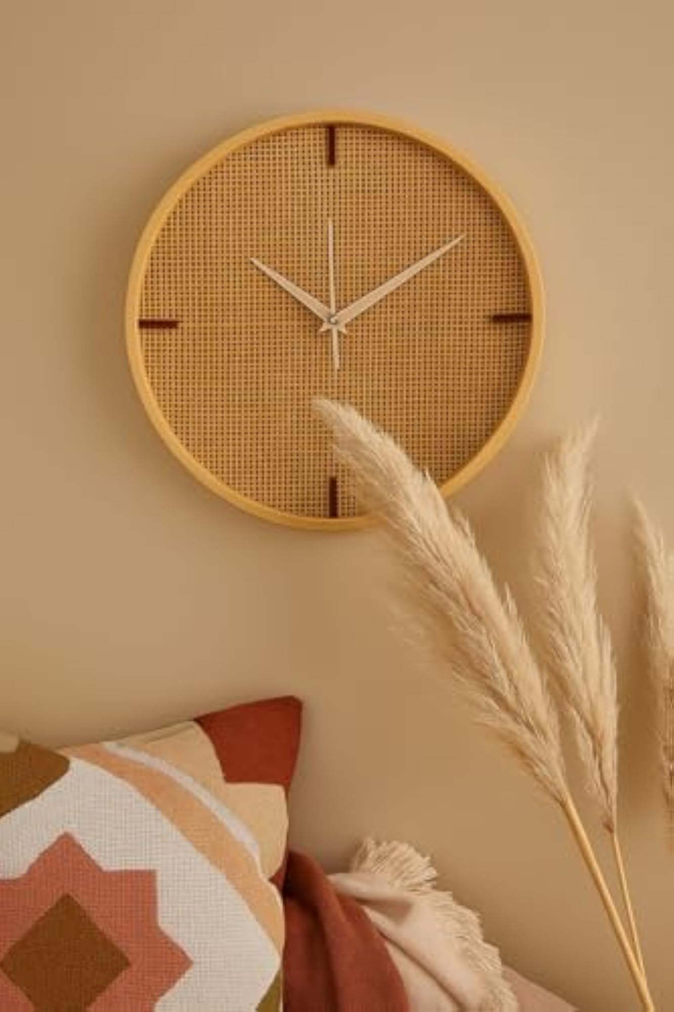 Rattan Wall Clock, Handwoven Bamboo Decorative Clock for Home