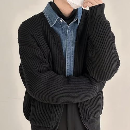 Trendy Cardigan for Men, Mens Cardigan Sweater Casual Long Sleeve Knit Sweaters (Color : Beige, Size : XX-Large)4