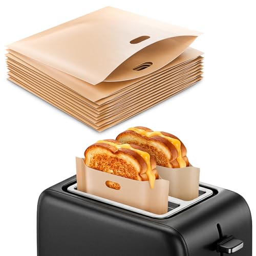 12 Pcs Non-Stick Grilled Cheese Toaster Bags Reusable Up To 50 Times - 6.3' x 6.3' Reusable Toaster Bags for Grilled Cheese Sandwiches and Panini | Mess-Free, Easy to Clean and Heat-Resistant Material