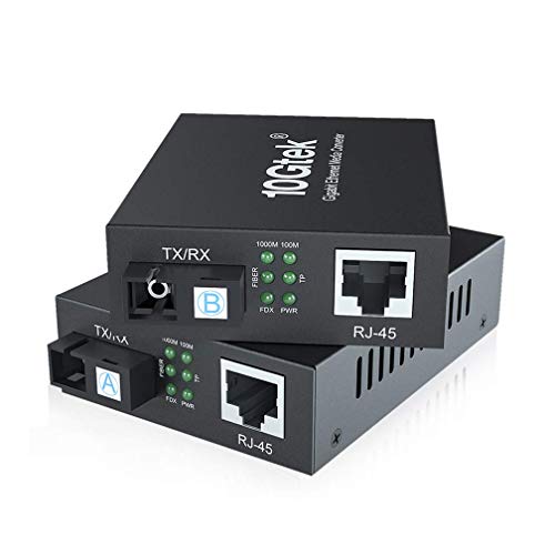 Image of 10Gtek a Pair of Gigabit Bidi Fiber to Ethernet Media Converter, SingleMode Single SC Fiber to Ethernet RJ45 Converter for 10 /100 /1000Base-Tx to 1000Base-EX, UL Certified, 1310-nm, up to 40-km