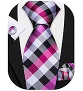 Men’s Luxury Tie Set - Plaid Silk Necktie With Pocket Square & Cufflinks