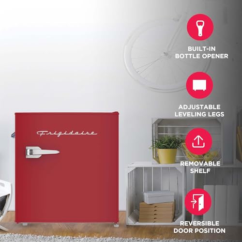 Frigidaire EFR176-RED 1.6 cu. ft. Retro Bar Fridge with Side Bottle Opener, Red on Fridge.com