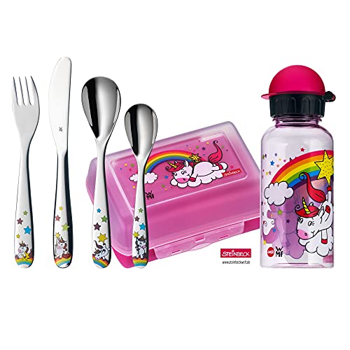 WMF Unicornio - Vajilla para niños 6 piezas, incluye fiambrera, cantimplora y cubertería...