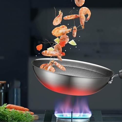Wok durable de acero inoxidable con tapa y superficie antiadherente miniatura 6