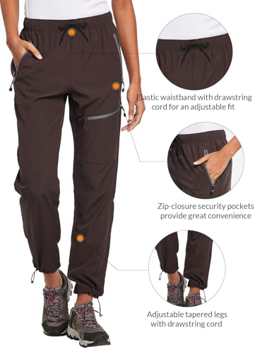 Baleaf Women'S Petite Hiking Pants Lightweight Quick Dry Water Resistant Cargo Pants 27'' Inseam For All Seasons Trip Brown M thumb #3