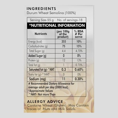 Image of Weikfield Macaroni Pasta| Healthy Pasta Made With 100% Durum Wheat Semolina | No Maida | Rich in Protein & Fibre | Non Sticky | 100% Vegetarian | 1Kg Pouch