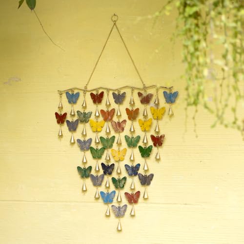 DULI Metal Windchime Wall Hanging, Feng Shui, Wall Art, Wall Decor, PositiveVibes, Rustic Wall Hangings, Wall Art, Diwali Decor, Home Decor, Positive Vibes (MetalHanging-ColorfulButterfly)