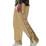 Tear Away Pants for Men Post Surgery Breakaway Pants Women Side Snap Open Bottom Button Down Basketball Sweatpants B-Khaki