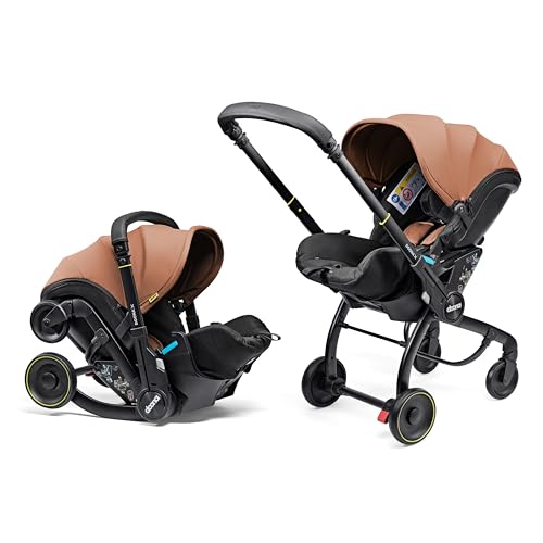 Doona X Baby Car Seat & Travel Stroller - Convertible 0+ Car Seat and Pram with 3 Recline Positions - Ergonomic Pushchair and Travel System - ISOFIX Base Sold Separately (Terracotta)