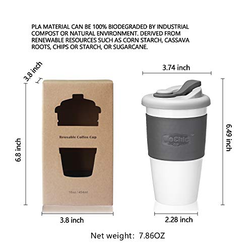 Mochic Cup Reusable Coffee Cup With Lid Portable Travel Mug With Non-Slip Sleeve Bpa Free Dishwasher And Microwave Safe Friendly Coffee Mug (Charcoal Gray,16Oz) #TOP3