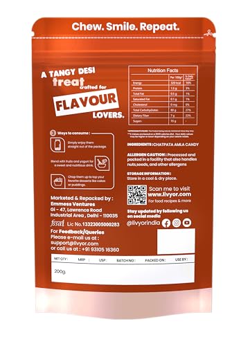 Image of Livyor Dried Chatpata Amla Candy for eating 200g | Dried and Spicy | Indian Dry Gooseberry Avla | Mouth freshner | No preservatives | | Amla Candy Chatpata | Pack of 1