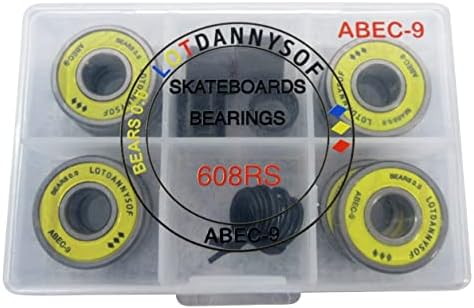 Upgrade Your Ride with LOTDANNYSOF Premium Skateboard Bearings - ABEC 9, Spacers, Washers, and Pro Longboard Bearings (Pack of 8)