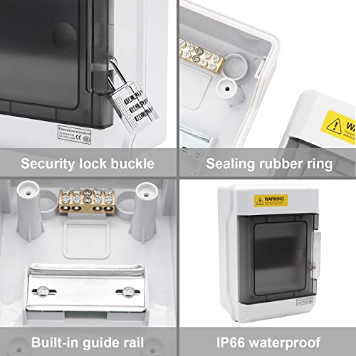 Weideer 4 Way Distribution Box Ip66 Outdoor Waterproof Junction Box With Pure Copper Terminal, Iron Guide Rail, Padlock And Waterproof Connector For Miniature Circuit Breakers, Outdoor Charging Piles #TOP2