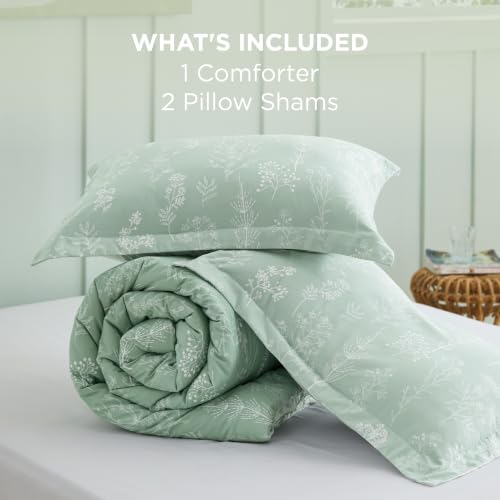 Image of Bedsure Full Comforter Set - Sage Green Bed Set, 3 Pieces Cute Floral Bedding, 1 Soft Reversible Botanical Flowers Comforter and 2 Pillow Shams