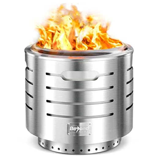BeyondHOME 19.3 Inches Smokeless Instant Fire Pit, Stainless Steel Fire Pit Wood Burning with Ash Pan, Bonfire Stand, 10 Second Setup, Suitable for Outdoor Camping, Garden