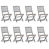 Couleur du coussin : beige SKM Chaises Pliables d\'Extérieur 8 pcs avec Coussins Bois d\'Acacia-293