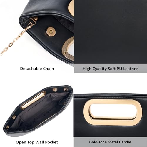 Image of DETARA Clutch Purses for Women Cut Out Handle Clutch PU Leather Evening Bag Elegant Purse for Women Formal Wedding Party