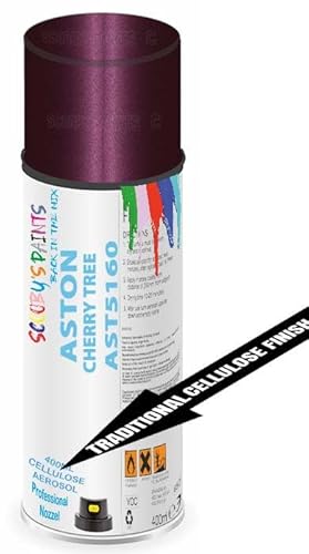 Aerosol Spray Paint Compatible with ASTON MARTIN CHERRY TREE AST5160D Available in Direct Gloss, Cellulose or Basecoat (Cellulose Aerosol)