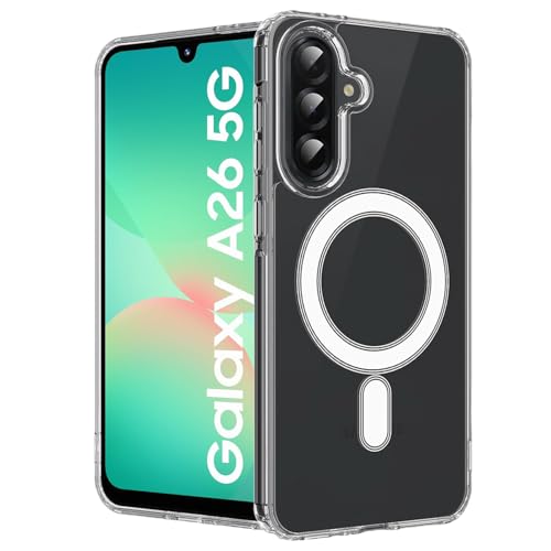 Image of SHINESTAR Shockproof Ultra-Hybrid Back Cover for Samsung Galaxy A26 5G | Crystal Clear Slim Transparent Case | Stylish Design | Compatible Only with Magnetic Accessories - Clear
