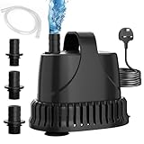 SMOOL Aquarium Pumpe Tauchpumpe 1500L/h 25W Teichpumpe Hochstromige, geräuscharme Wasserpumpe mit 3m Kabel für Aquarium/Brunnen/Teich, inkl. 3 Saugnäpfen + 3 Düsen (19/22/25mm) (25, Watt)
