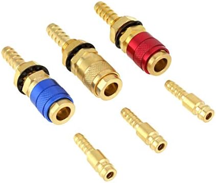 Omabeta Water Cooled & Gas Adapter Quick Connector, 3pcs 8mm Water Cooled Gas Adapter Quick Connector Fitting Hose Connector TIG Welding Equipment Accessory for TIG Welding Torch