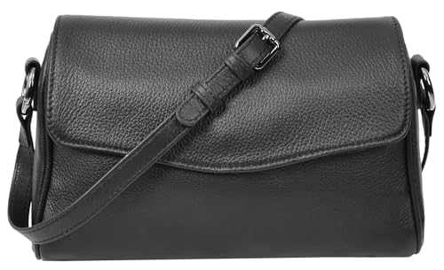 Image of Womens Real Leather Cross Body Bag Small Organiser Classic Style Colette (Black)